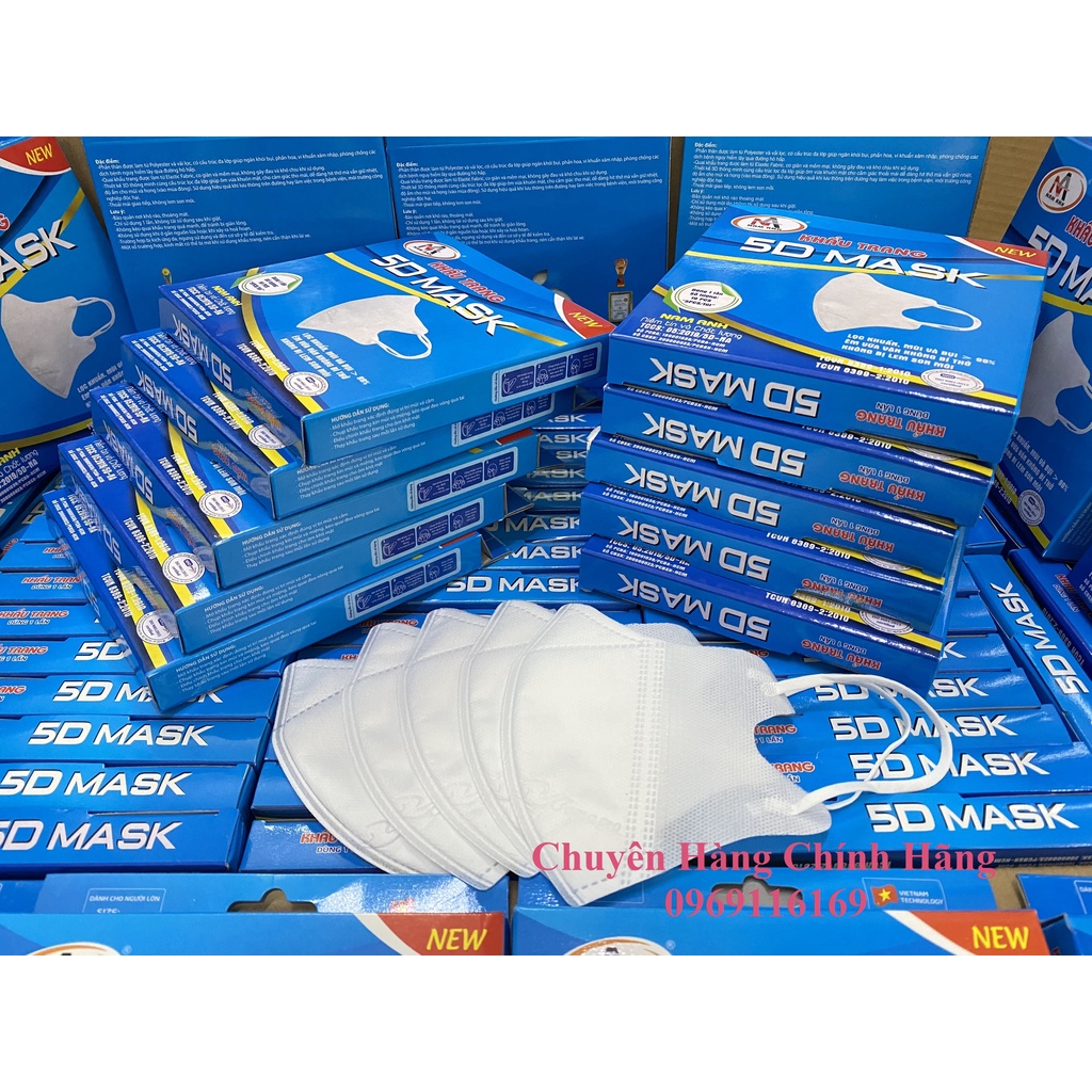 Combo 100 cái khẩu trang thiết kế 3D mask kháng khuẩn - Khẩu trang 5D FAMAPRO 3 lớp 10 cái/ hộp