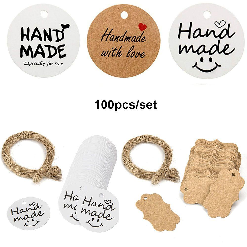 Set 100 Thẻ Giấy Kraft Dùng Gói Quà / Trang Trí Tiệc Cưới DIY