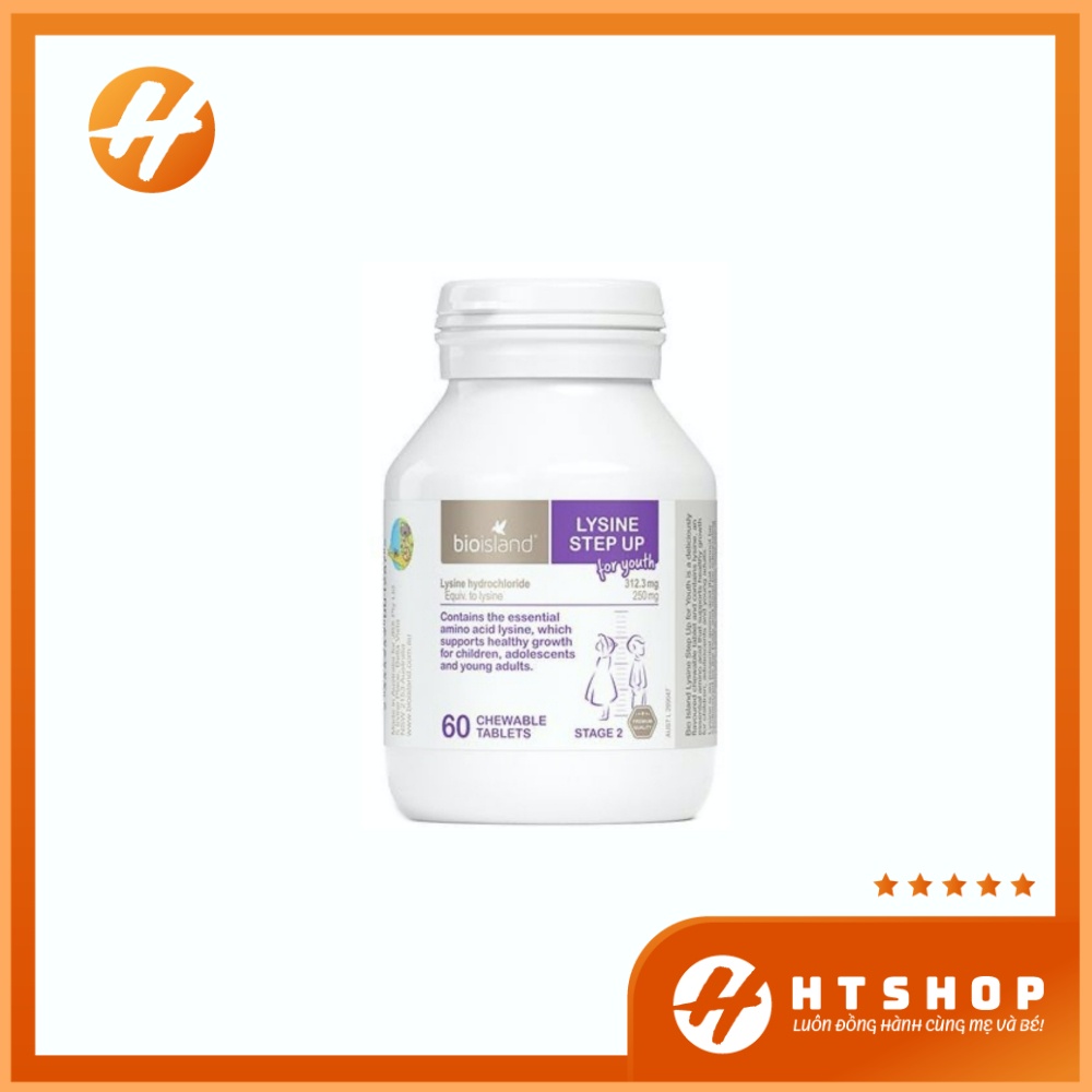 Tăng Cường Hấp Thu Canxi Lysine Bioisland Dạng Kẹo Cho Trẻ Từ 6 Tuổi Hộp 60 Viên - Úc