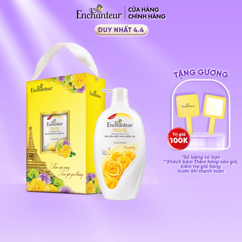 [Hộp quà] Sữa tắm nước hoa dưỡng da Enchanteur Charming 650gr