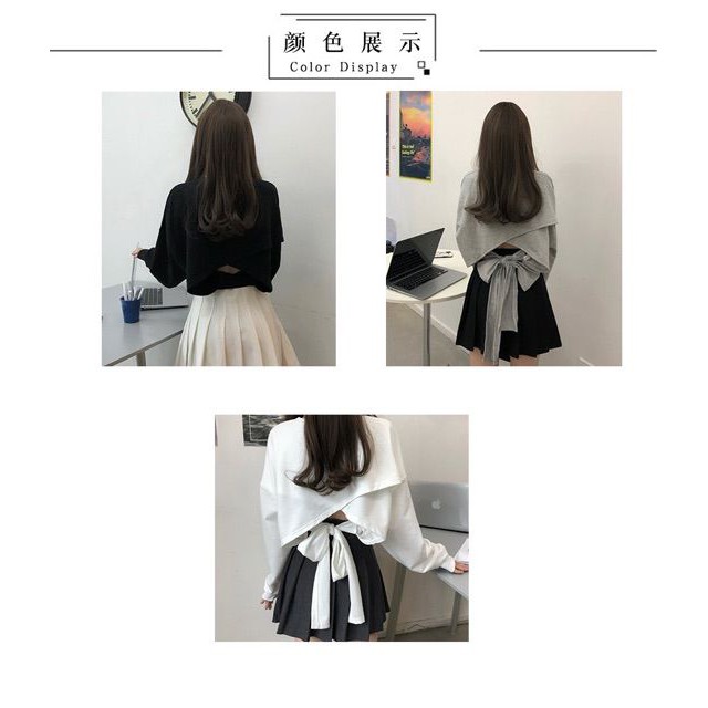 [ORDER] Croptop nỉ mỏng xẻ, buộc nơ lưng ullzang - Có ảnh thật