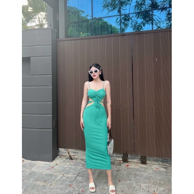 ĐẦM BODY HAI DÂY HỞ EO DÁNG DÀI SEXY