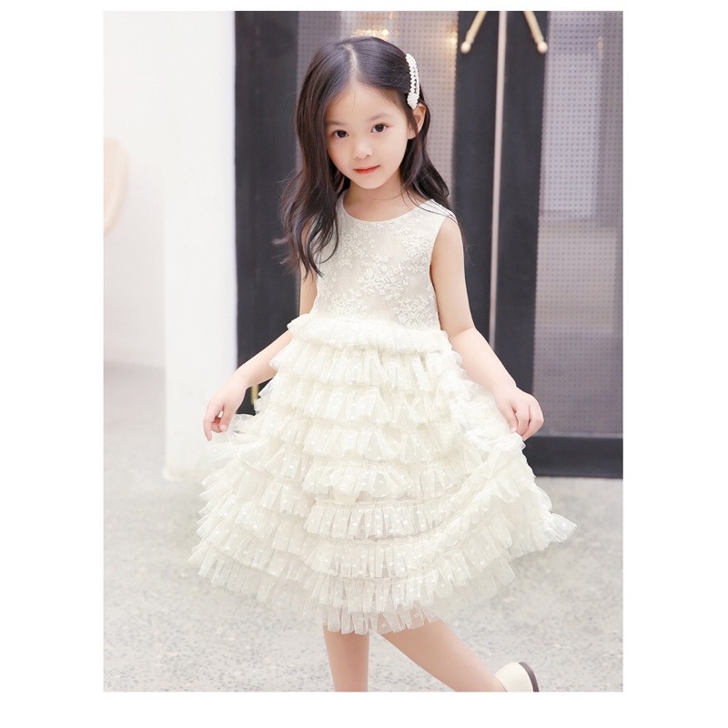 Váy ren tầng cho bé gái