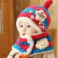 Bộ nón len + khăn choàng cổ ngôi sao cho bé