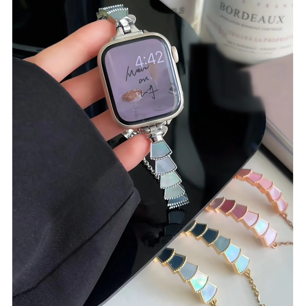 Dây Đeo Thay Thế Chất Liệu Kim Loại Đính Đá Lấp Lánh Cho Apple watch iwatch series 8 7 SE 6 5 4 3 2 1 8