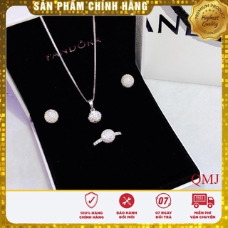 BỘ TRANG SỨC CẦU TRÒN GỒM NHẪN, BÔNG TAI, DÂY CHUYỀN- Trang sức QMJ cam kết Bạc Chuẩn, sáng đẹp, chất lượng