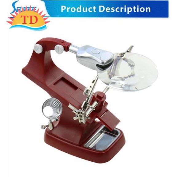 Kính lúp kẹp board 2led TH-7023 phóng đại 3X/4.5X có giá đở mỏ hàn và khây để nhựa thông