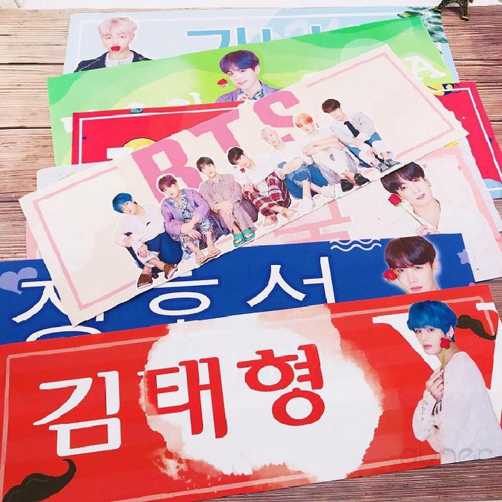 Banner BTS banner V Jungkook phụ kiện cổ vũ thần tượng in hình đẹp trang trí xinh xắn dễ thương