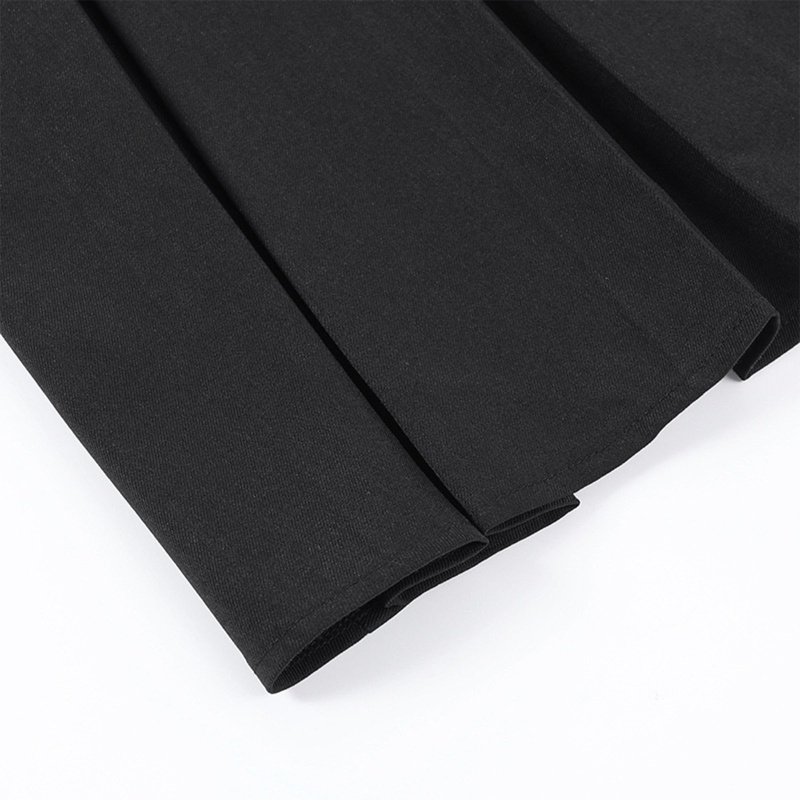 Chân Váy Chữ A Mini Màu Đen Phối Dây Thắt Lưng Phong Cách Harajuku Gothic Punk Cho Nữ