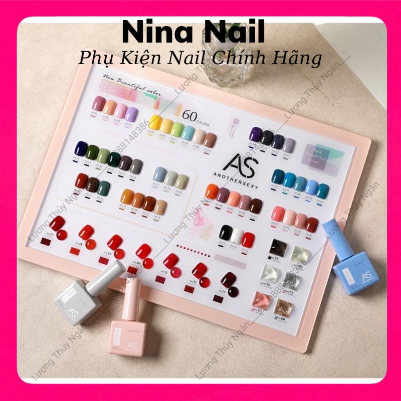 Set Sơn Gel AS 60 Màu Chính Hãng Chất Sơn Siêu Đặc, Bóng , Mướt - Tặng Kèm Base , Top , Cứng Móng Và Bảng Màu