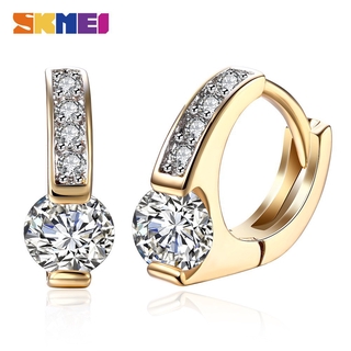 Bông Tai SKMEI Zircon Vàng Sâm Panh Đính Kim Cương Nhân Tạo Dạng Tròn Lãng Mạn Cho Nữ Giới
