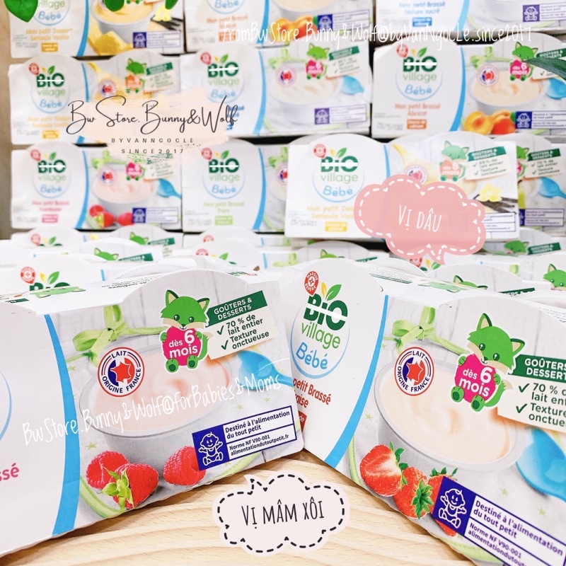 Sữa Chua - Váng Sữa Hữu Cơ Bio Village Bébé Pháp cho bé 6m+ [ BW Store ]