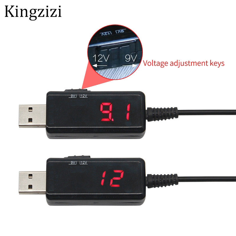 Cáp chuyển đổi USB 5V sang DC 9V/12V có thể điều chỉnh điện áp với màn hình Led và công tắc