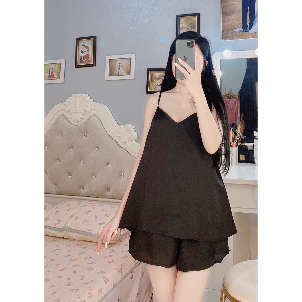 Bộ Ngủ Lụa 2 Dây Cao Cấp, Đồ Ngủ Lụa Tằm Thái Pijama Boody - BP01