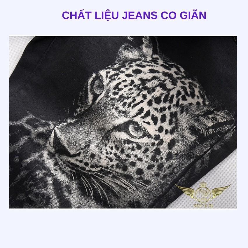 Quần jean nam cao cấp chất bò độc lạ LEVAMEN chất liệu vải bò jeans co giãn in lase không bay màu hình mặt cọp QJ045 | BigBuy360 - bigbuy360.vn