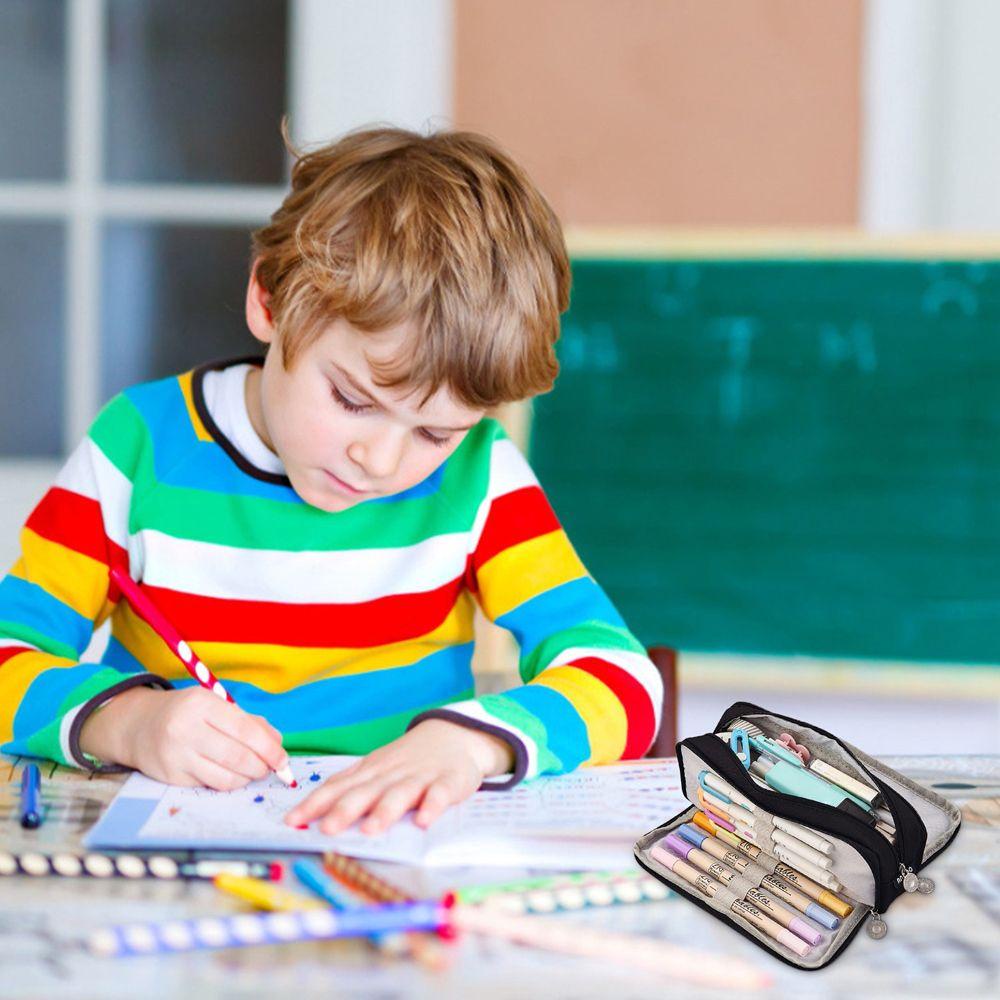 Túi bút canvas với ngăn rộng sức chứa lớn cho học sinh/ du lịch