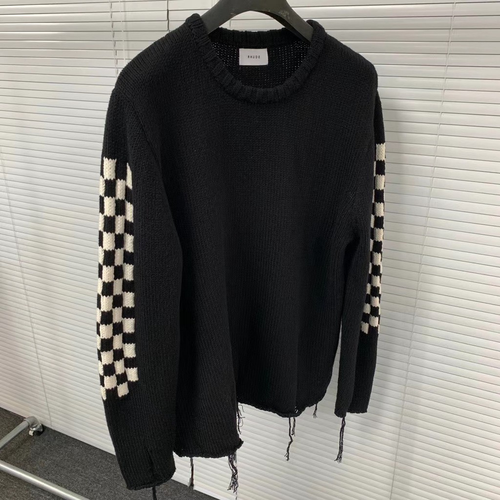 Áo len RHUDE check sleeve sweater fw20