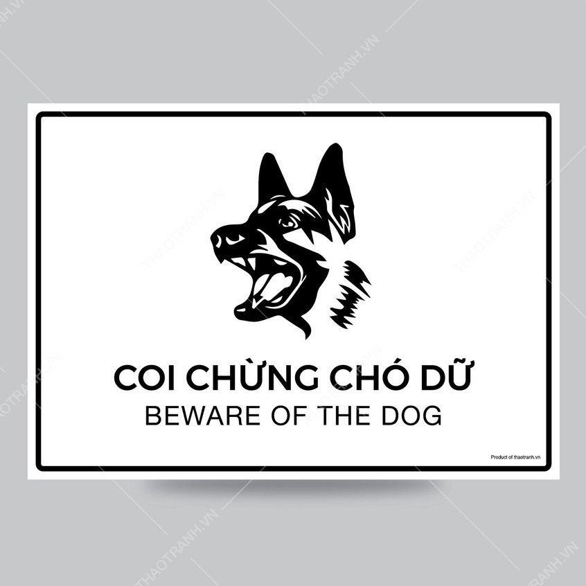 Biển Cảnh Báo Coi Chừng Chó Dữ/ Beware of the dog- decal cảnh báo
