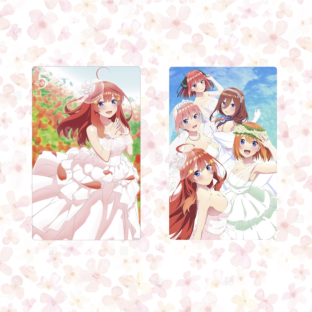 Ảnh card bo góc in hình Gotoubun No Hanayome WEDDING DRESS ver Váy Cưới Nhà Có 5 Nàng Dâu thẻ bo viền 5*8cm #