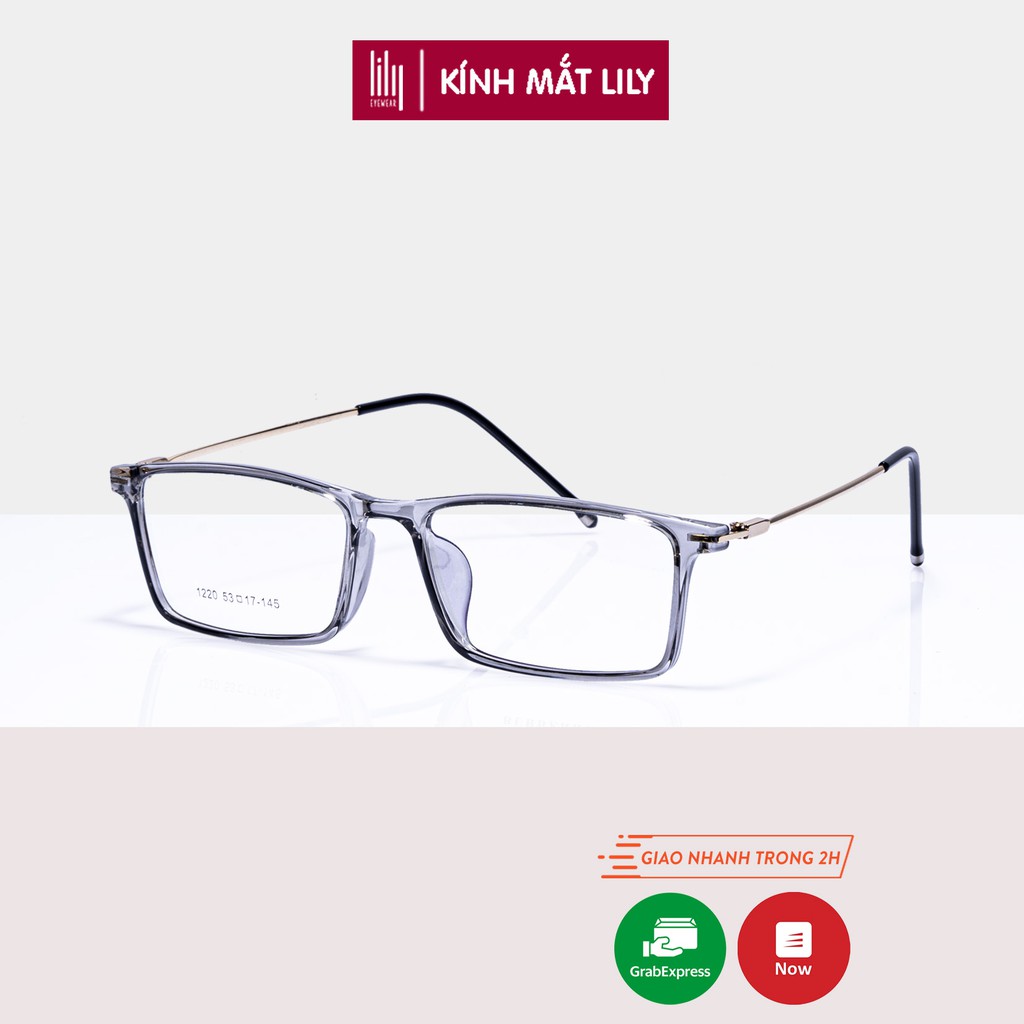 Gọng kính cận nam nữ Lilyeyewear mắt chữ nhật càng kính kim loại thanh mảnh nhẹ nhàng 1220