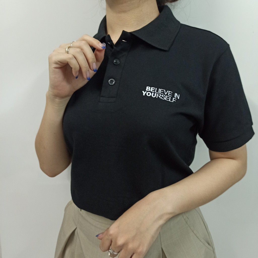 Áo thun POLO Unisex - Thêu BELIEVE IN YOURSELF | BigBuy360 - bigbuy360.vn