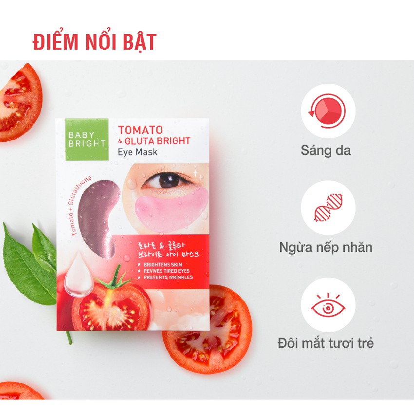 Mặt nạ dưỡng sáng da mắt Cà chua và Gluta Baby Bright Tomato &amp; Gluta Eye Mask 2.5g x 2 miếng (1 Cặp)