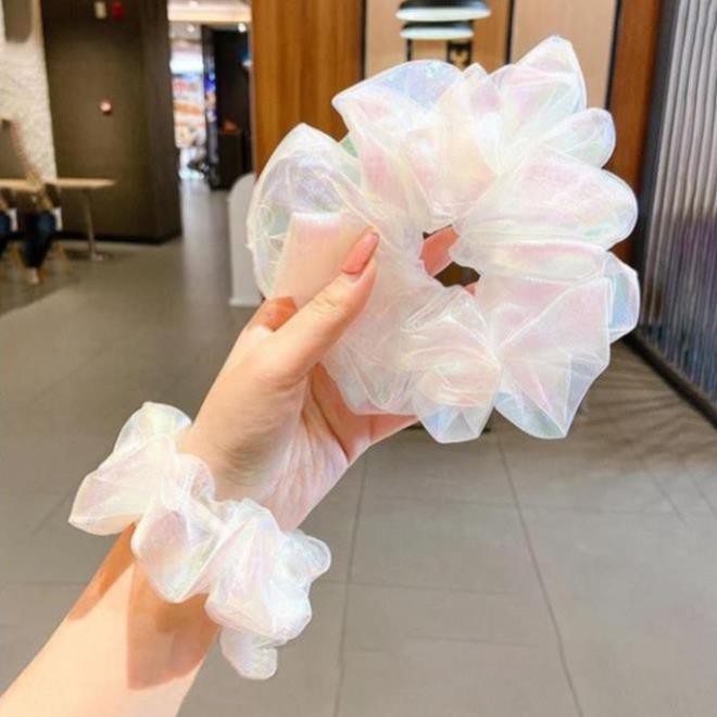 Dây buộc tóc bằng cao su bọc Organza lấp lánh dễ thương cho nữ C48