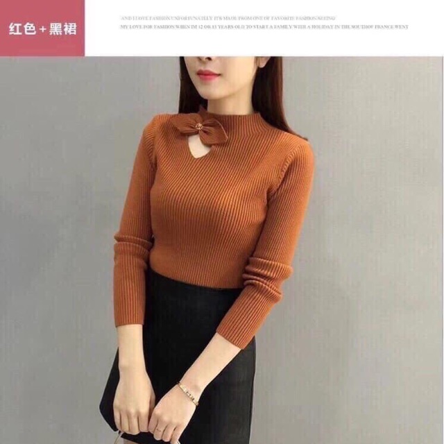 Áo len nơ trái tim đẹp