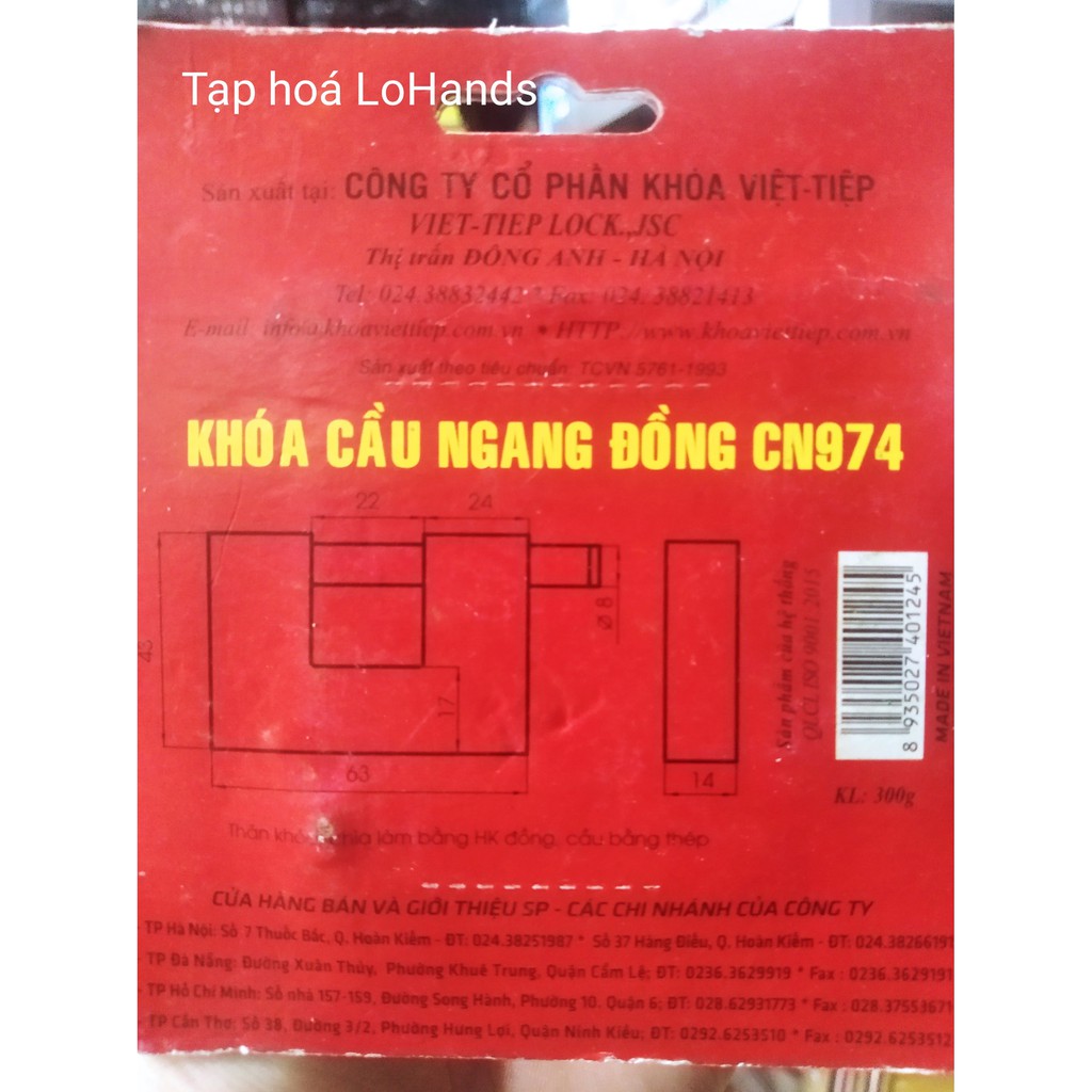 KHÓA VIỆT TIỆP ĐỒNG CẦU NGANG CẦU 8