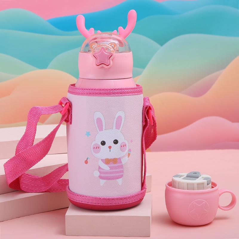 Bình hiển thị nhiệt độ sừng hưu inox 400ml có túi xách đi kèm tiện lợi pha sữa đựng nước giữ nhiệt được lâu