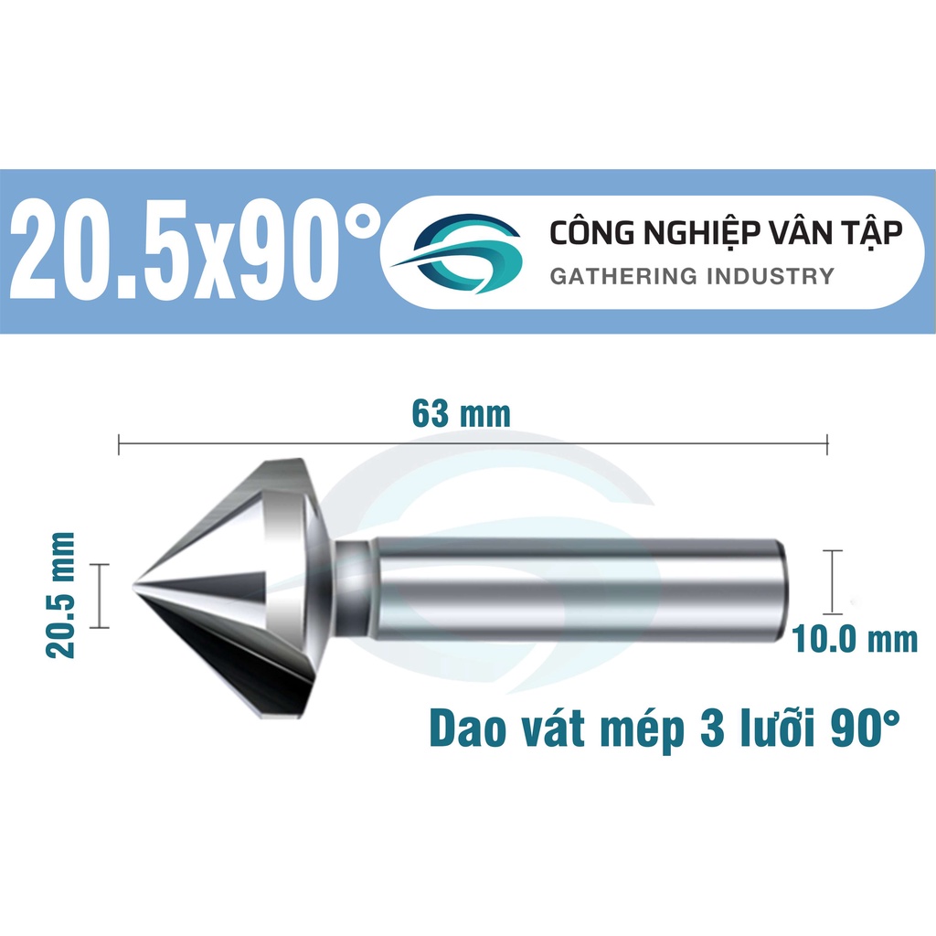 Dao phay vát mép HSS 90 độ 3 lưỡi hàng chính hãng, chất lượng cao.