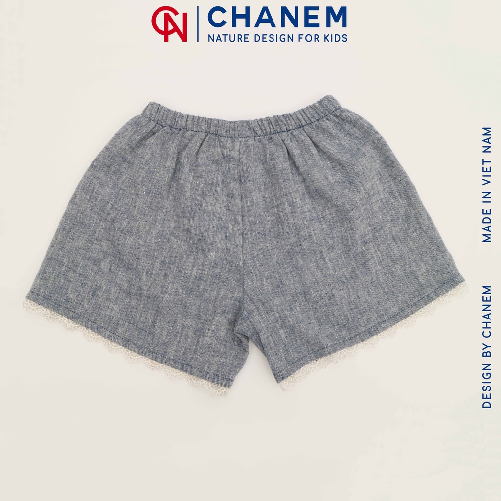 Quần bò giấy phối ren dáng xòe, quần short cho bé gái JELAR CHANEM - Nature Design For Kids