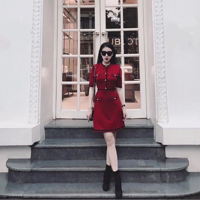 Váy đỏ burgundy đủ sz