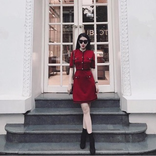 Váy đỏ burgundy đủ sz