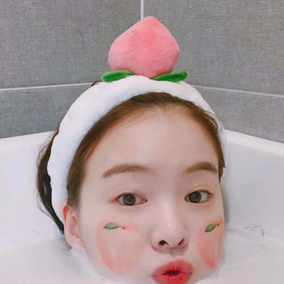 Băng đô cài tóc, băng đô rửa mặt turban nữ quả đào 3D cute vải nhung dễ thương thời trang Hàn Quốc