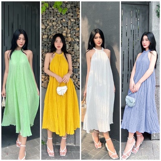 ĐẦM XỐP CỔ YẾM MIDI 4 MÀU