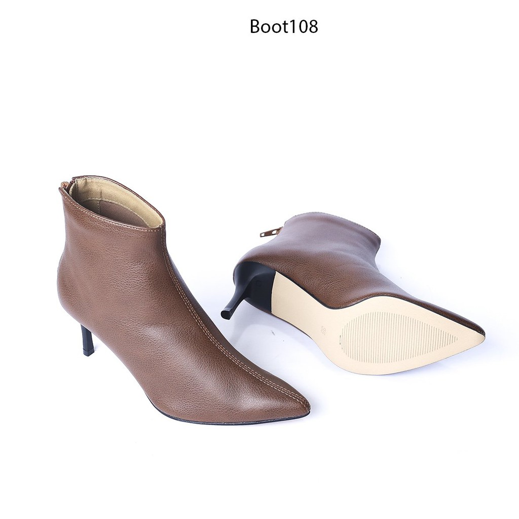 Boot Cổ Cao Gót Nhọn Da PU 7cm Evashoes - BOOT108