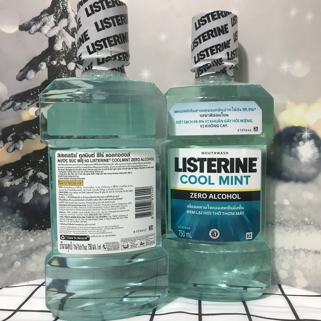 Nước súc miệng Listerine Cool Mint Zero 750ML giúp hơi thở thơm mát, nước súc miệng hương bạc không cay