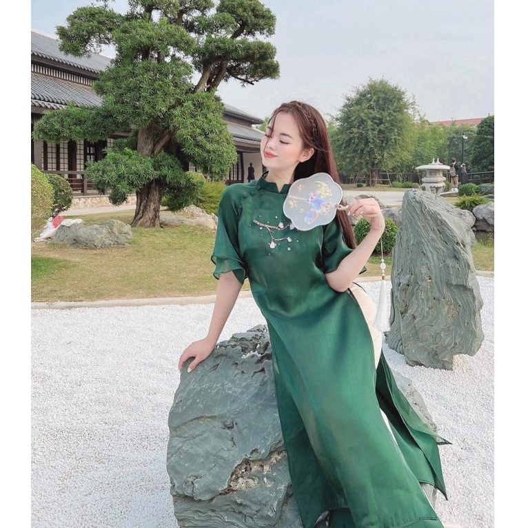 , Áo Dài  Cách Tân Voon Tơ Óng  4 Tà May Sẵn