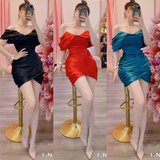 Đầm body nhúng đắp tà trễ vai
