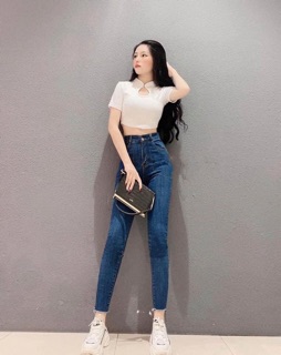 QUẦN JEAN DÃN CẠP CAO 2 TÚI