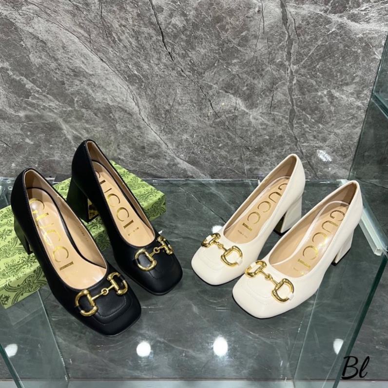 Giầy Gucci Gót Trụ 2 Màu Trắng Đen Full Size 35-39