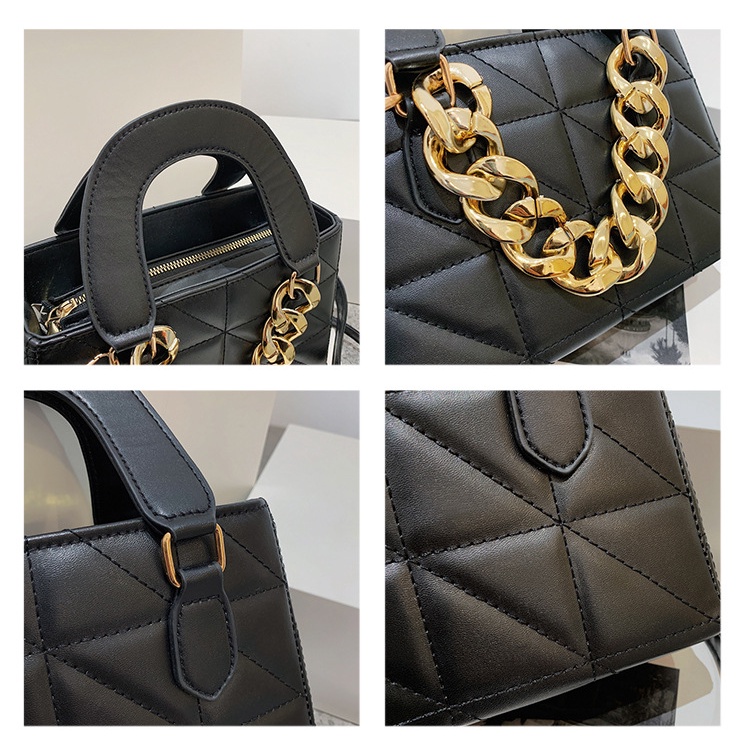 Túi Xách JASMIN NOIR Nữ Họa Tiết Caro Sang Trọng Phối Quai Xích Thời Trang