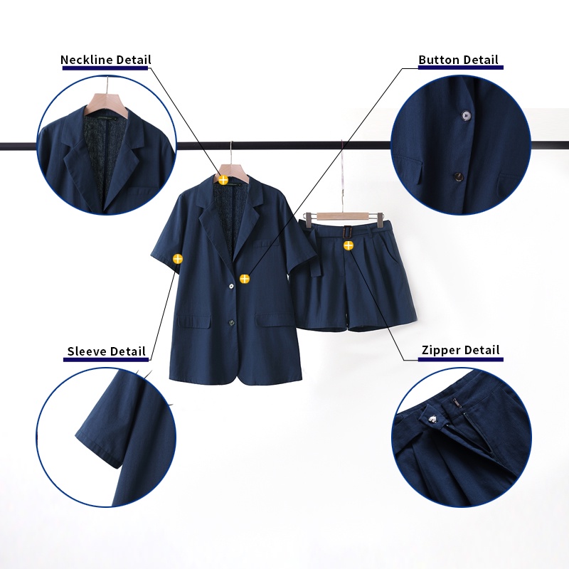 Set áo tay 3 / 4 phối túi + quần short Zanzea thời trang nữ