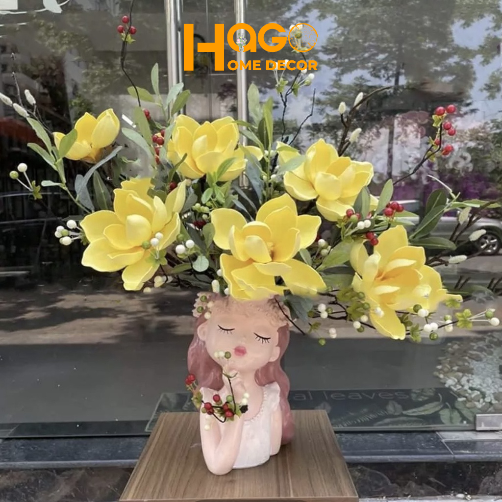 Bình Hoa Cô Gái Thiên Thần Cắm Sẵn Hoa Trang Trí Nhà, Cửa Hàng, Công Ty Làm Quà Tặng Ý Nghĩa