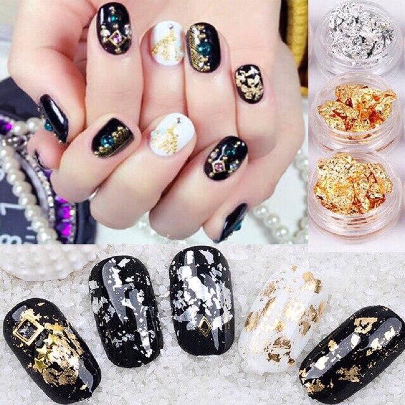 Sét Giấy Nhún Nail , Giấy Nhún Vàng Bạc