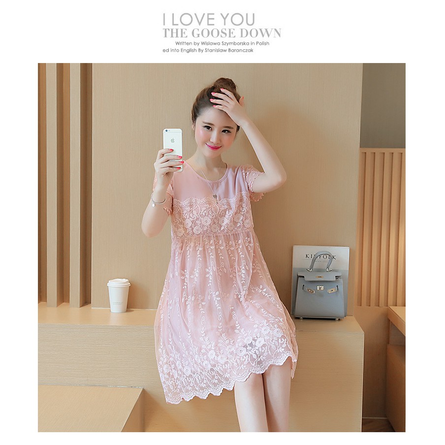 Đầm bầu đẹp ren mềm mịn cao cấp