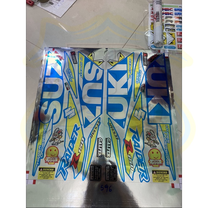 ( Quí khách vui lòng mang ra tiệm cho thợ dán ) Tem raider fi mẫu zin crom cao cấp