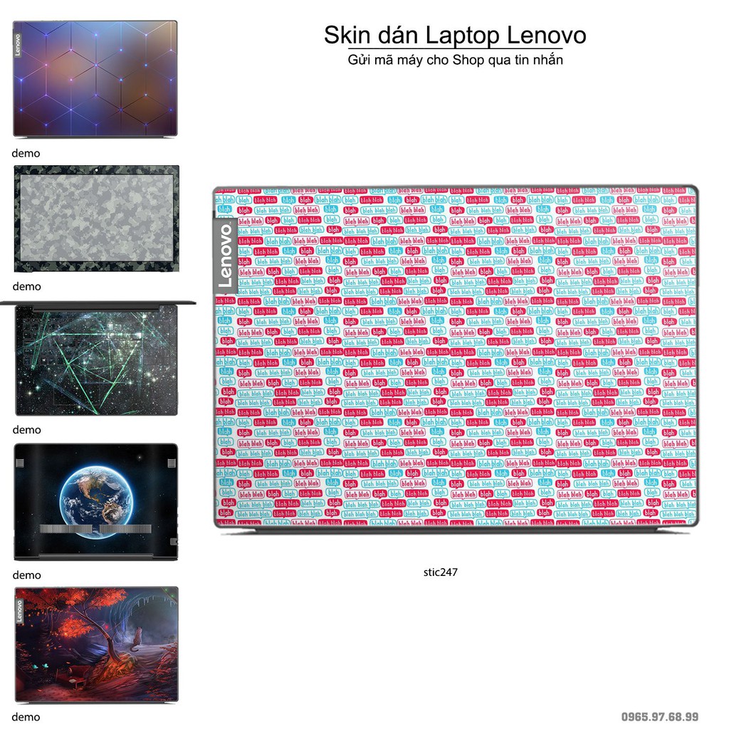 Skin dán Laptop Lenovo in hình Blah Blah - stic248 (inbox mã máy cho Shop)