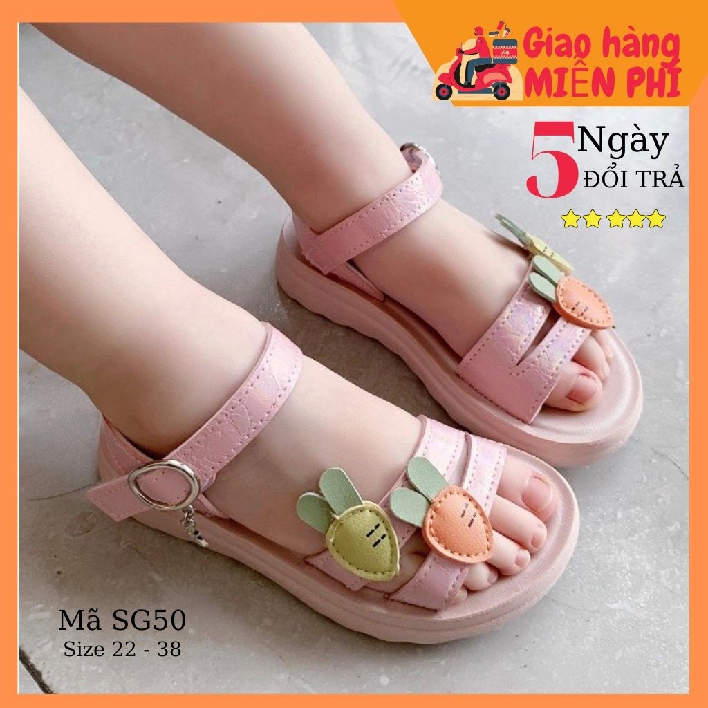 Sandal bé gái, sandal nữ đi học 3 - 12 tuổi mềm nhẹ êm chân dáng thời trang phong cách Hàn SG50, dép quai hậu bé gái